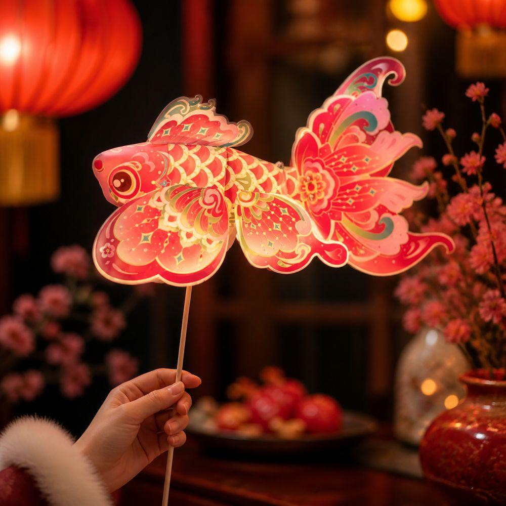 DIY Material Package New Year Koi Fish Lantern Luminous Hand-held Lantern Mid-Autumn Festival