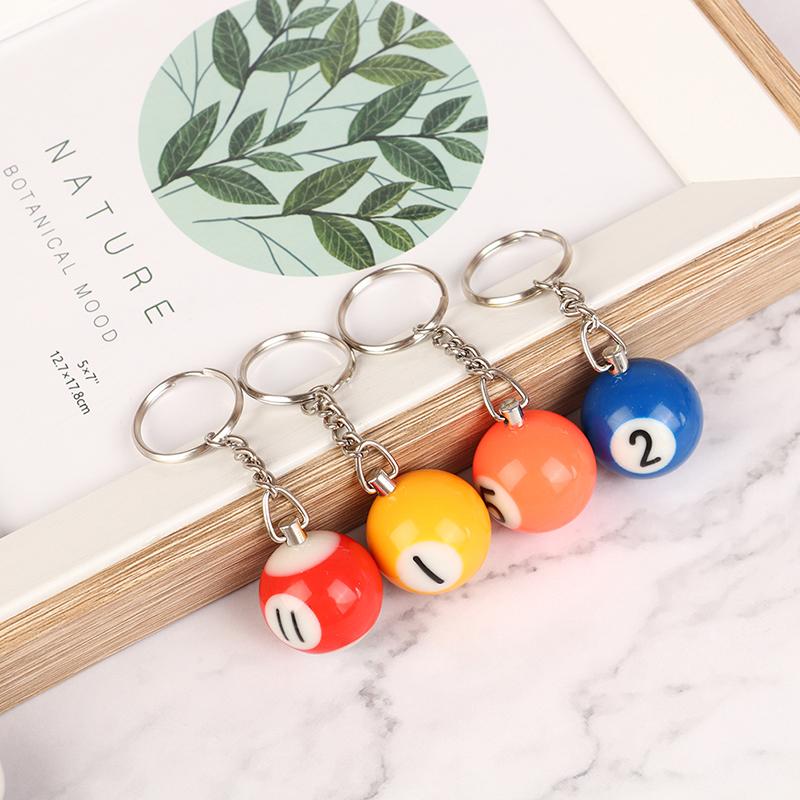 Мини-брелок в форме бильярда, разноцветный брелок для ключей с мячом для бильярда и пула