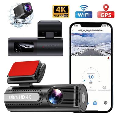 UHD 4K 1080P Автомобильный видеорегистратор Круговая запись Двойной объектив Видеорегистратор для вождения автомобиля Передняя задняя камера Автомобильная видеокамера GPS-отслеживание Mirrorlink