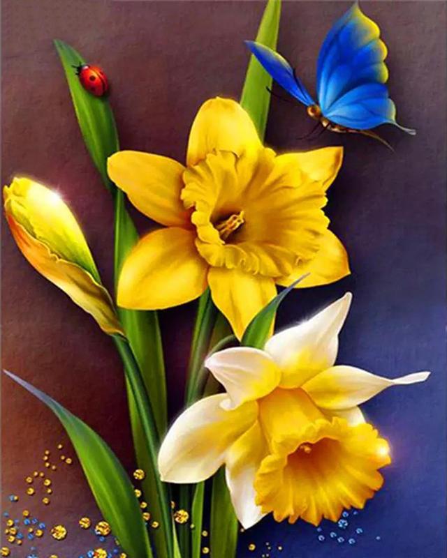 5D DIY Алмазная картина Полный дрель Круглый цветок Алмазная вышивка Полный набор Вышивка крестом Стразы Мозаика Домашний декор