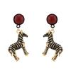 Oil Drop Pendant Zebra Necklace Vintage Metal Animal Earrings Enameled Earrings Women