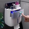 Double Layer Organizer Shelf With Drawer Bathroom Tissue Holder Wall Mounted Toilet Paper Box Waterproof Roll Paper Storage Rack