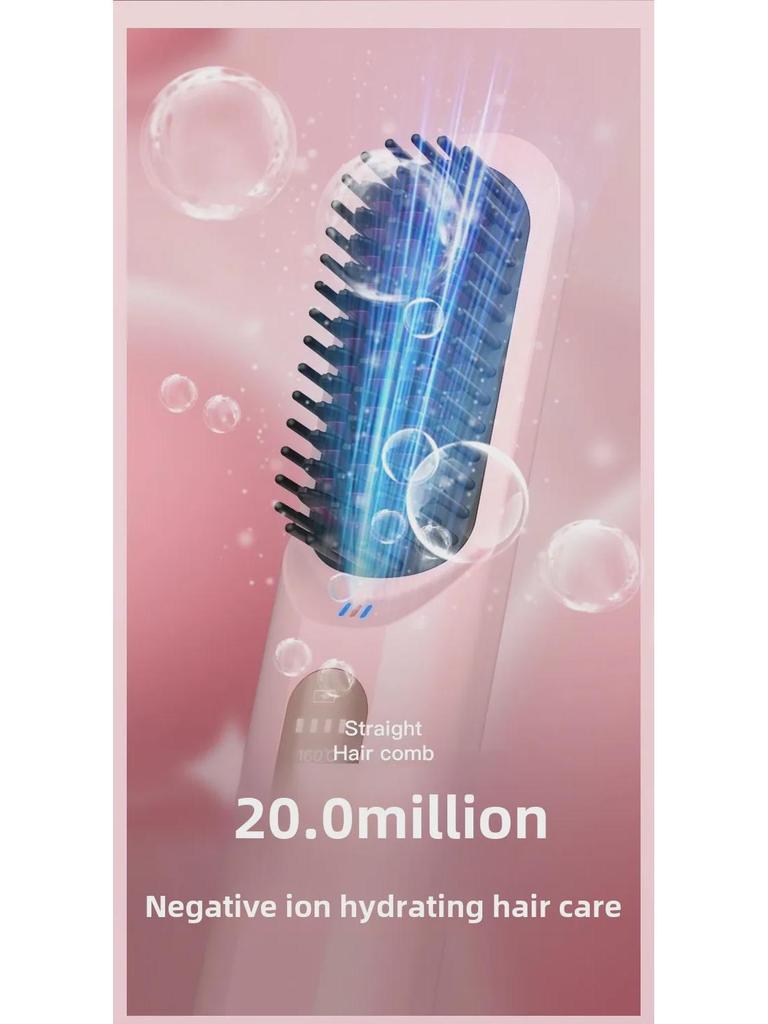 Перезаряжаемая беспроводная расческа для выпрямления и завивки волос с технологией отрицательных ионов — портативная, не повреждающая волосы, пушистая, с большим объемом.
