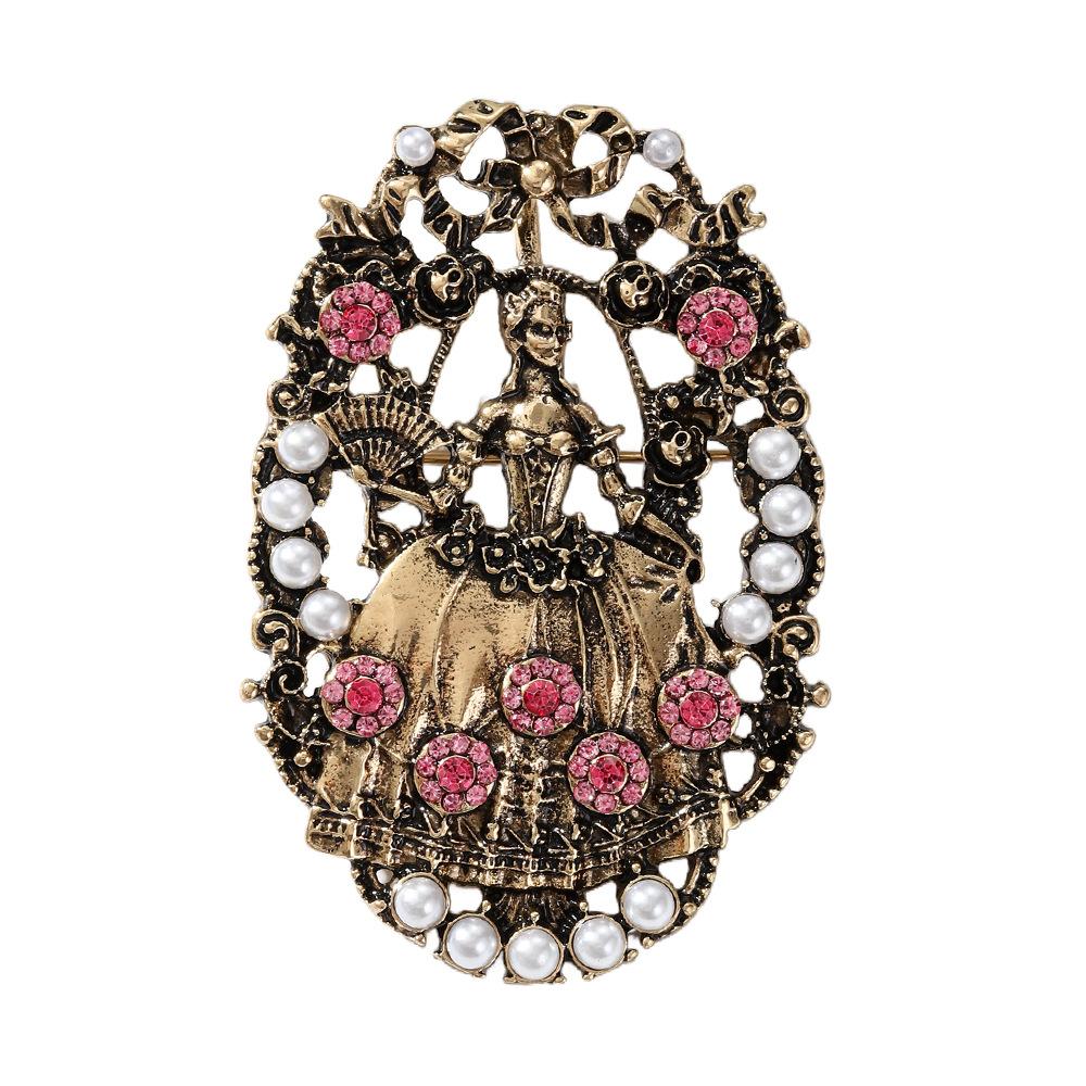 Vintage court style lady brooch elegant high sense niche medieval party princess wreath brooch pin jewelry