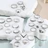 European and American 25-piece Ring Set, Snake Elephant Dripping Oil Gossip Love Leaves Small Flowers Geometric Joint Ring Female
