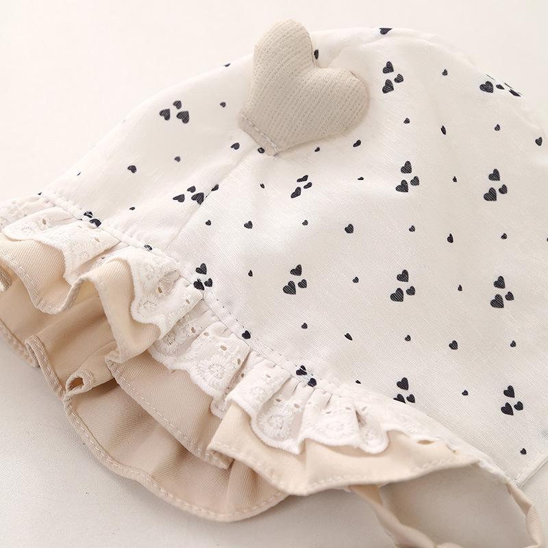 Шляпа для девочки с цветочным принтом, кружевной отделкой и защитой ушей для весны/лета