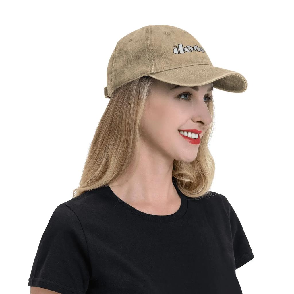 The Doors Band Logo Unisex Baseball Caps Jim Morrisons Distressed Washed Hats Cap Classic Adjustable Fit Snapback Hat