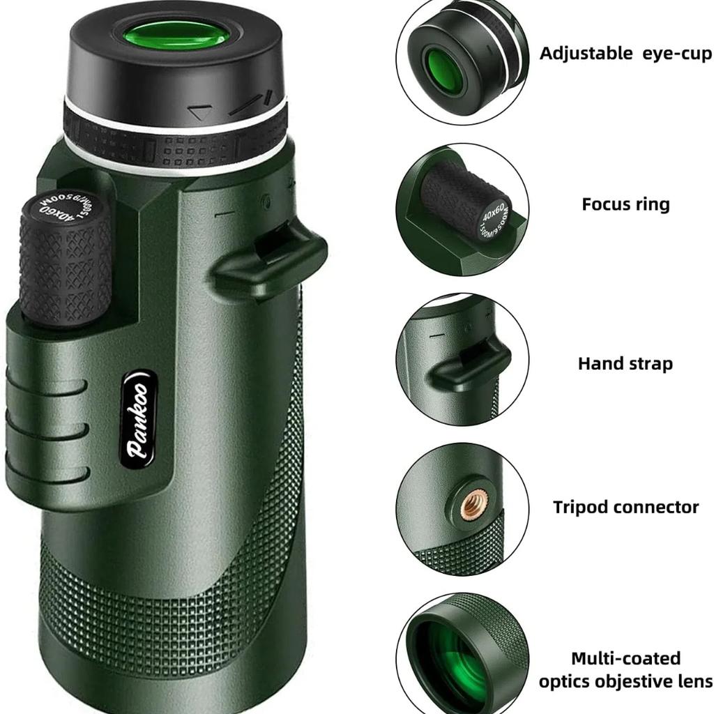 40X60 Monocular Telescope with Smartphone Holder Tripod,Monocular Scope for Bird Watching Hunting Hiking Concert Travelling