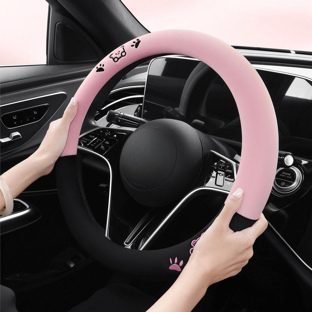 Car Steering Wheel Cover for Women New Short Plush Velvet Winter Warm Anti-slip Comfortable Steering Wheel Protective Cover
