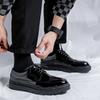 Glossy Leather Men Sneakers Fashion Upscale Luxury Casual Board Shoes Black Brogues Lace Up Casual Shoes Flats Zapatillas Hombre