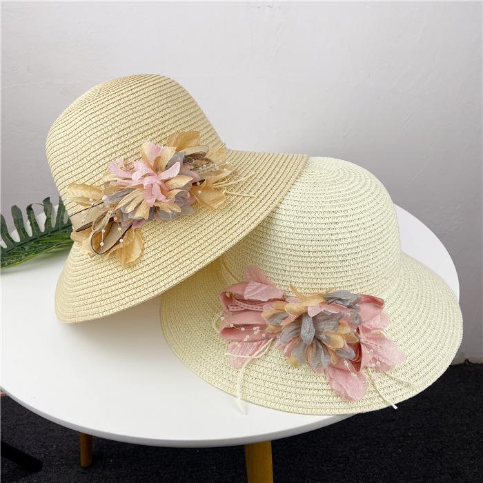 Hat Women's Summer Short Brim Straw Hat Flower Sun Hat Summer Foldable Sun Hat Sunscreen Beach Hat Sun Hat