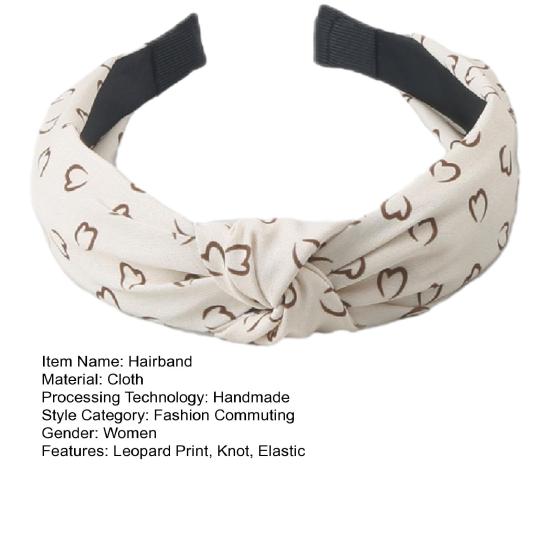 Женская повязка для волос Yousheng с узлом в виде сердца, широкая полоса с леопардовым узором, эластичная противоскользящая ретро-легкое украшение для волос, женский обруч для волос, аксессуар для волос