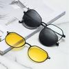 3 In 1 Polarized Sunglasses Men Magnetic Clip On Glasses Metal Frame Optical Prescription Eyeglass Magnet Eyeglasses Clips