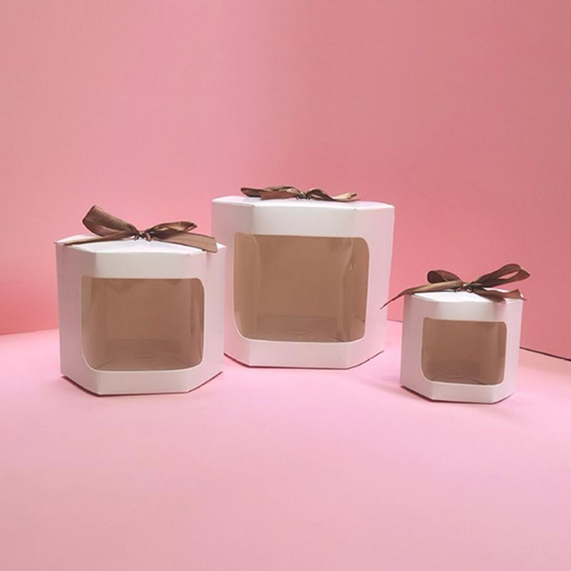 1 шт., подарочная коробка из крафт-бумаги с окном, свадебные сувениры, печенье, конфеты, рождественский подарок, упаковка, украшения для дня рождения, вечеринки