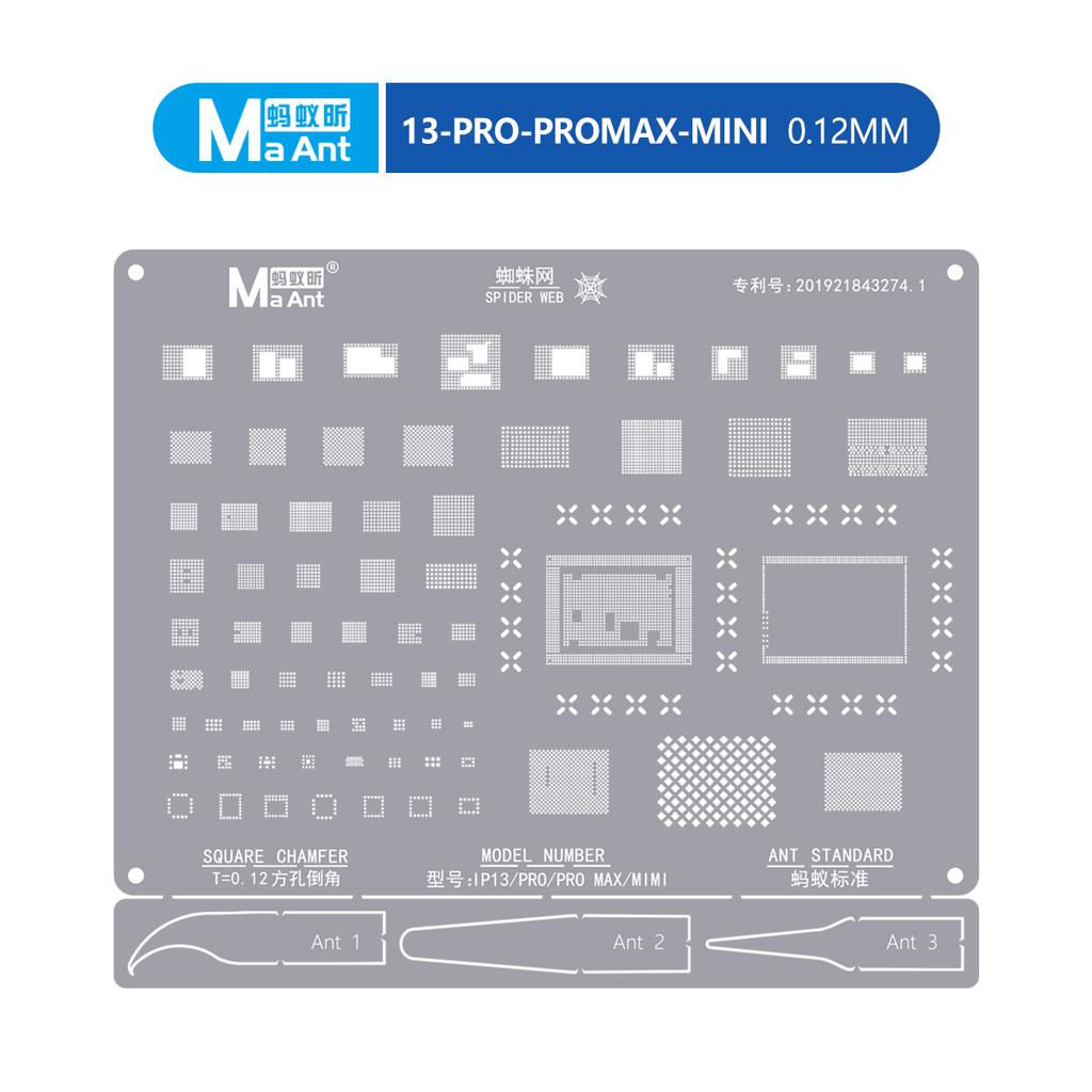 MaAnt A8-A18 PRO Сетка-шаблон BGA для реболлинга чипов CPU для серии iPhone 6-16 Pro Max Сетка для посадки шариков припоя Инструменты для ремонта