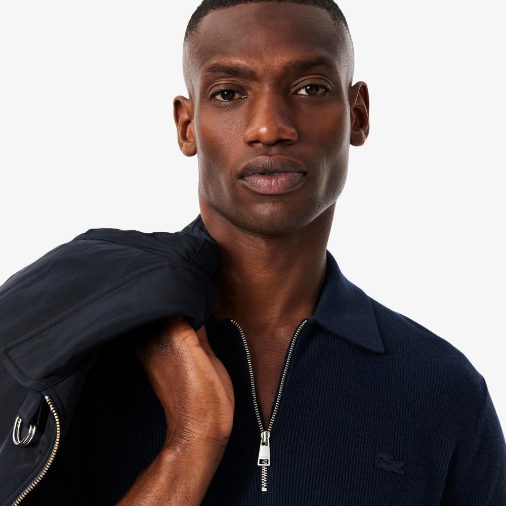 Lacoste Мужской свитер с воротником-поло на молнии из шерсти и хлопка AH5187-55N166