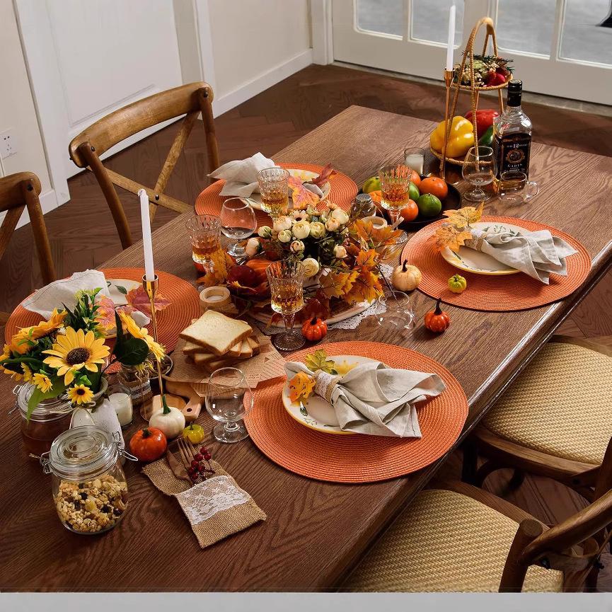 Round Woven Placemat Set - 38cm Heat Resistant & Eco-Friendly Coasters for Home