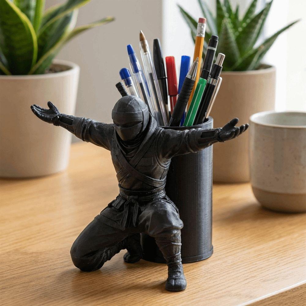 Plastic Ninja Warrior Pen Holder Stable Desktop Organizer Simulation Character Model  Gift Idea