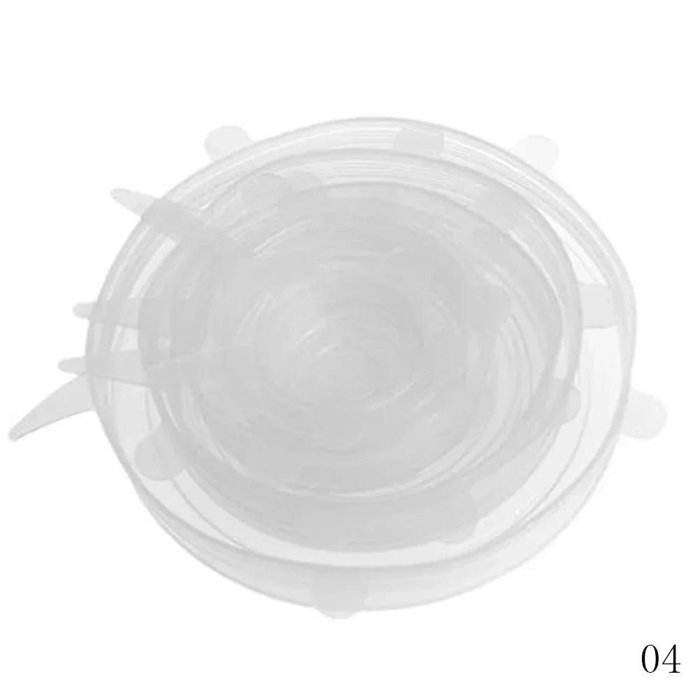 6 шт. Кухонное хранение продуктов Силиконовая крышка-колпачок Универсальные силиконовые крышки Посуда Миска Многоразовые эластичные крышки Аксессуары Крышка для консервирования