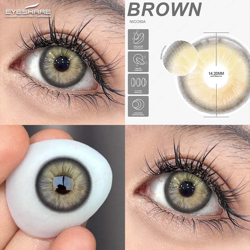 Eyeshare Цветные контактные линзы 1 пара коричневые натуральные линзы для очков фиолетовые модные контактные линзы синие линзы зеленые годовые контактные линзы