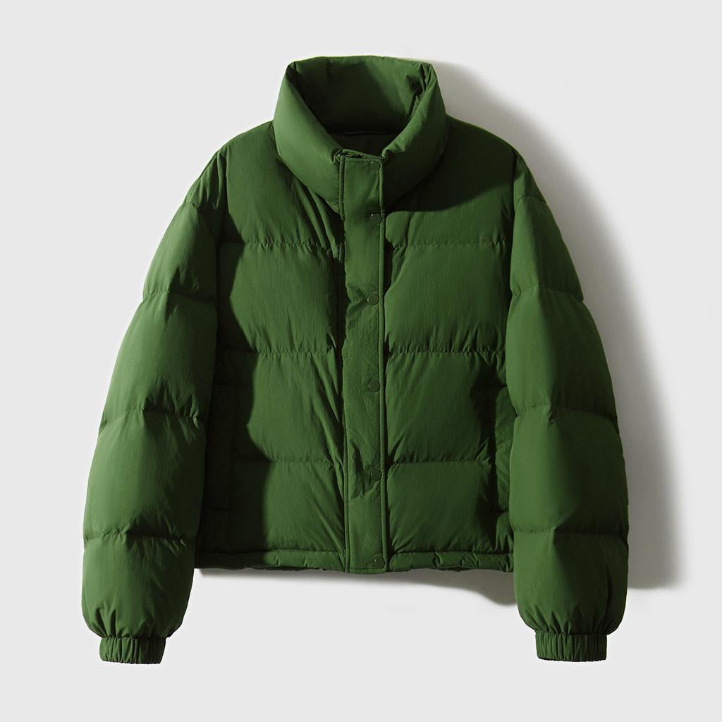 High-end white goose down bread clothes, stand-up collar goose down clothes, down jackets for women, short Pinghu women's clothing for winter.