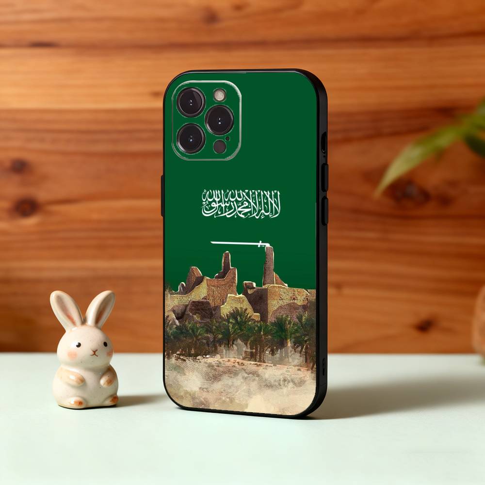 Чехол для телефона с флагом Королевства Саудовская Аравия K-S для iPhone17 16 15 14 13 12 11 Pro Max Plus, Мягкий черный чехол 5G