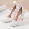New Fine Heel Pointed White Pearl Bridal Wedding Banquet Princess High Heels High End Luxury Fashion Women's High Heel Sandals