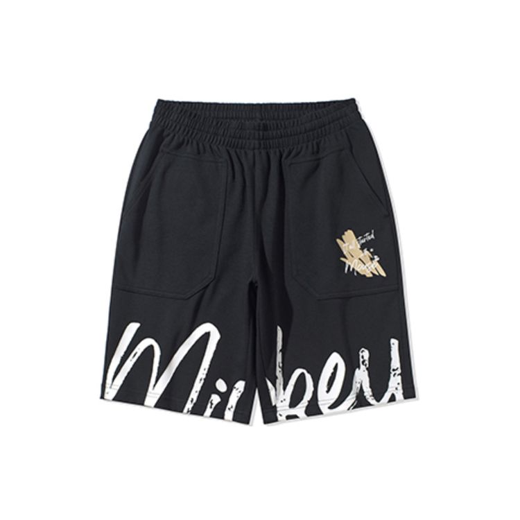 Li Ning X Disney Collaboration Ink Splash Letter Print Shorts Men Shorts Black AKSQ295-1