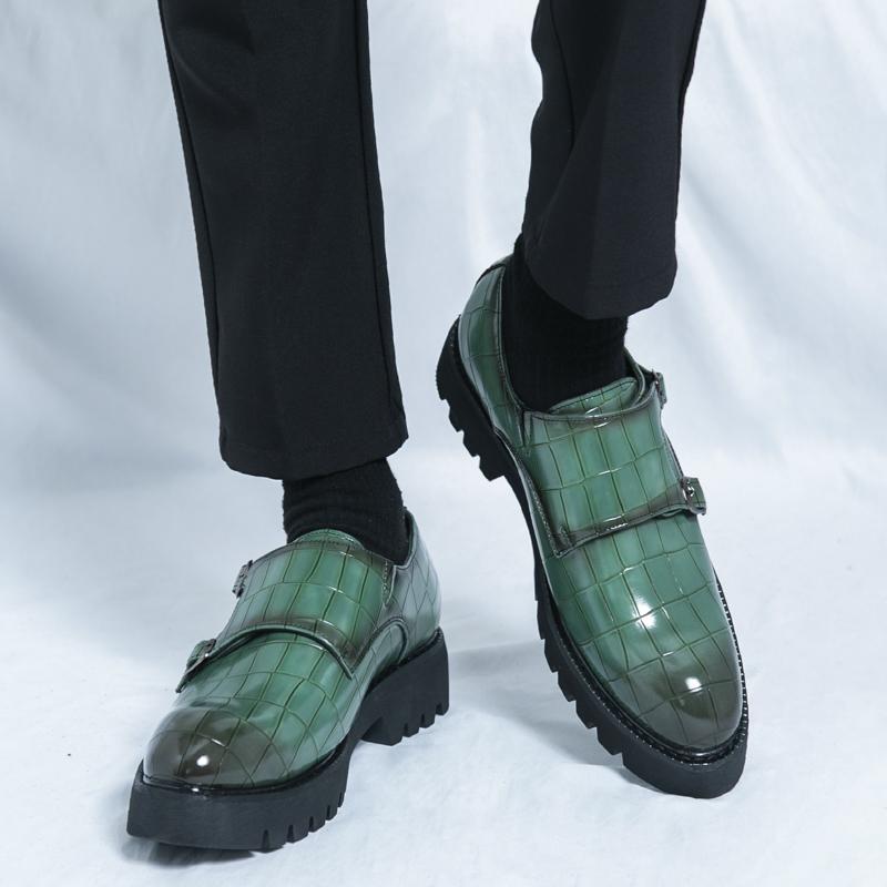 Модная корейская мужская повседневная кожаная обувь лоферы на толстой подошве, увеличивающая рост, формальная обувь слипоны для бизнеса и офиса