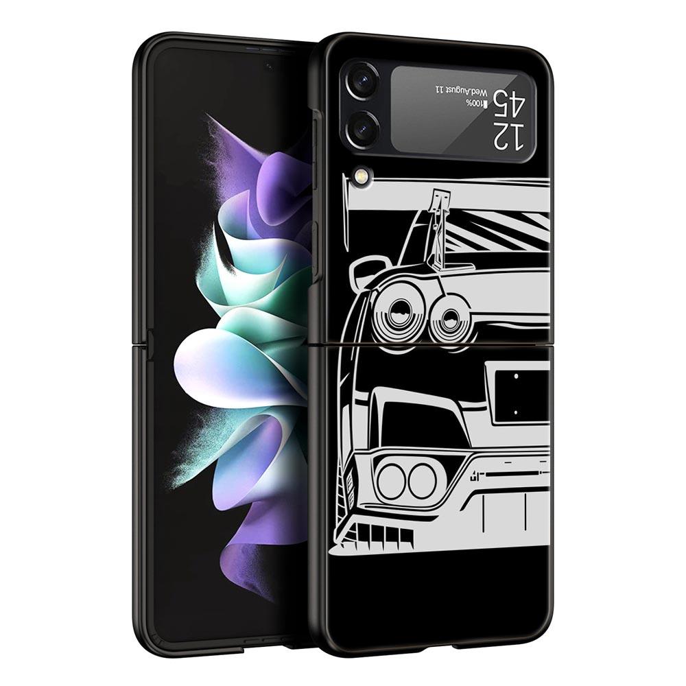 Чехол для телефона Samsung Galaxy Z Flip 3 4 5 складной мобильный чехол жесткий ПК Fundas черный защитный чехол японский спортивный автомобиль JDM