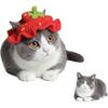 Праздничная шляпа для кошек (7 стилей | Клубника) – Милый праздничный и фото-наряд с отверстиями для ушей и регулируемой завязкой – Мягкий и стирающийся костюм кошки для
