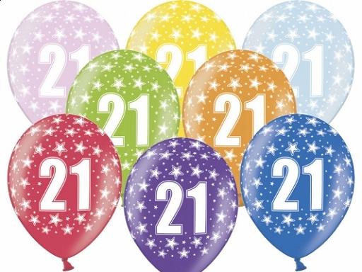 Balony Z Nadrukiem 21 Urodziny 1 Szt.