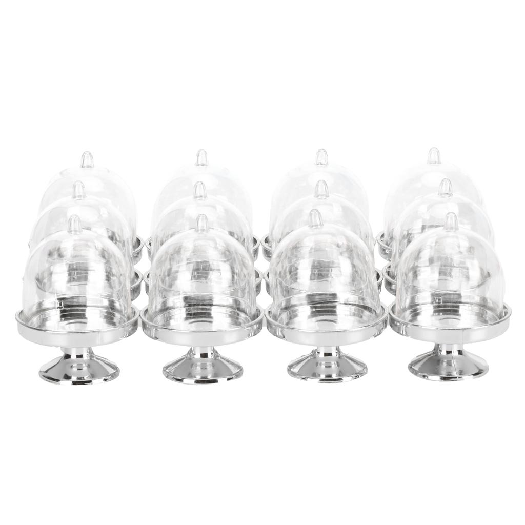 12 наборов мини-коробок для конфет, подставка для торта, кексов, конфет, подставка с крышкой, праздничные атрибуты, серебристое дно