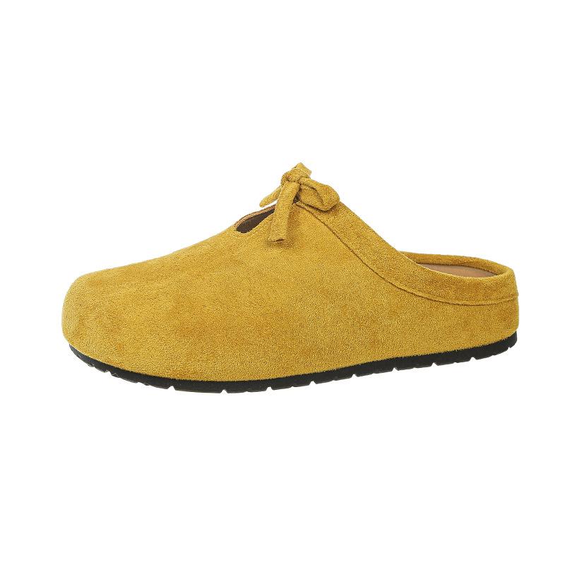 Толстые полутапочки ретро вечерние туфли-бантики ветерок весенне-летний дизайн французский уродливый и милый Бокен тапочки с одной педалью
