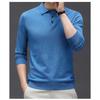 Men S Long Sleeve Knit Polo Shirt Striped Casual Middle Age T Shirt