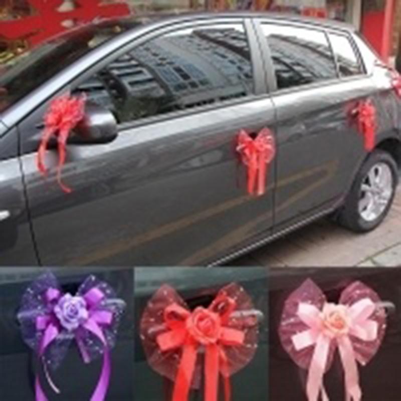 Свадебные украшения для автомобиля Дверные ручки Букет цветов своими руками Зеркало заднего вида Аксессуары