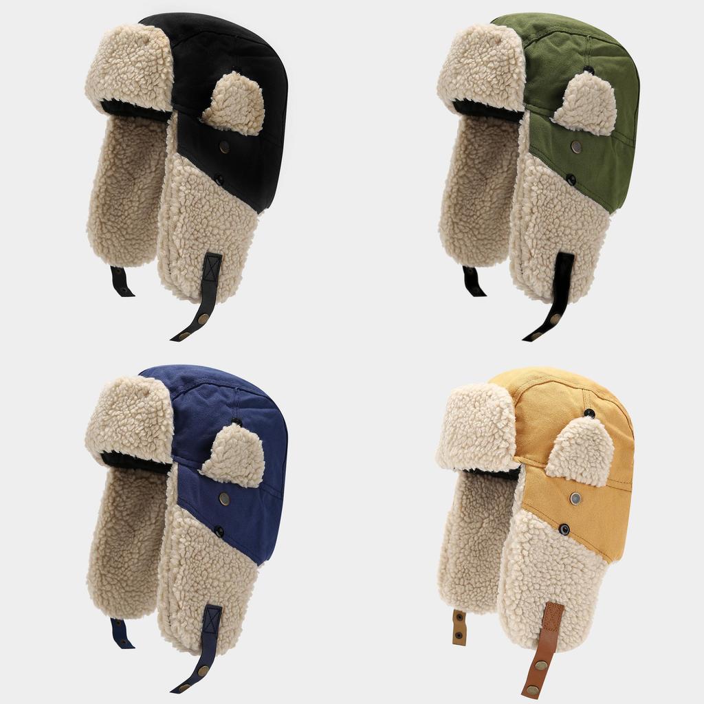 Unisex Canvas Insulated Cap With Earmuffs For Outdoor Winter Activities
