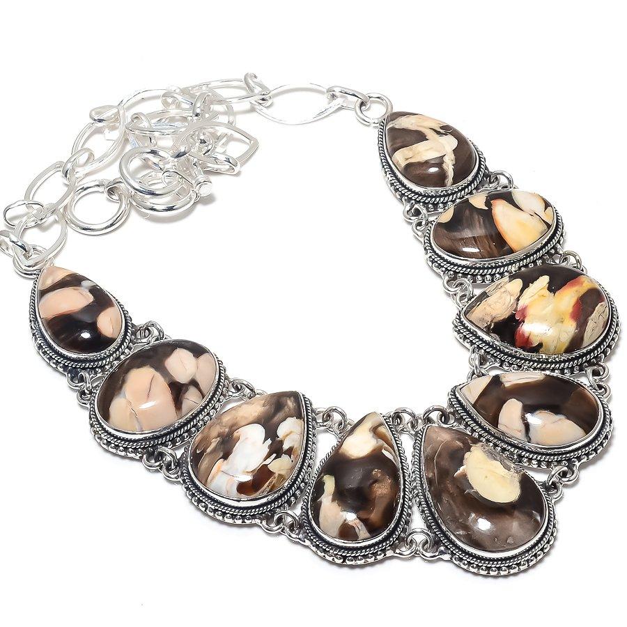 Peanut Wood Jasper Gemstone Handmade 925 Silver Jewelry Necklace 18" JCN484-231