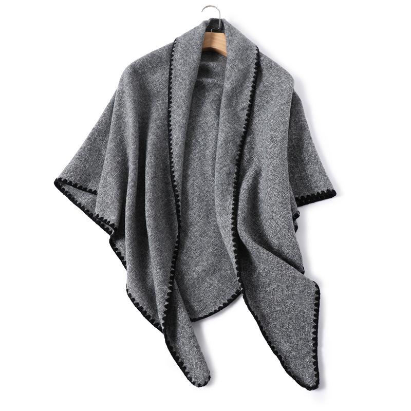 Solid Color Imitation Cashmere Temperament Scarf Long Triangle Scarf Warm Scarf Women'S Thickened Shawl Versatile In Autumn And Winter