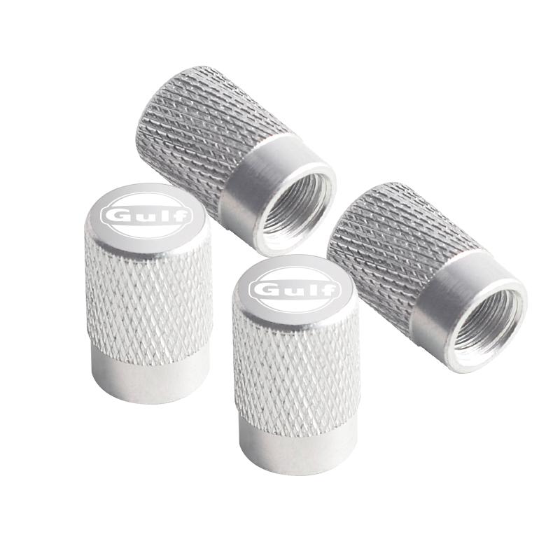 4pcs Metal For GULF Badges Jaguar Land Rover Skoda Seat Hyundai Volvo Peugeot Car Wheel Tire Valve Caps Covers Accessories
