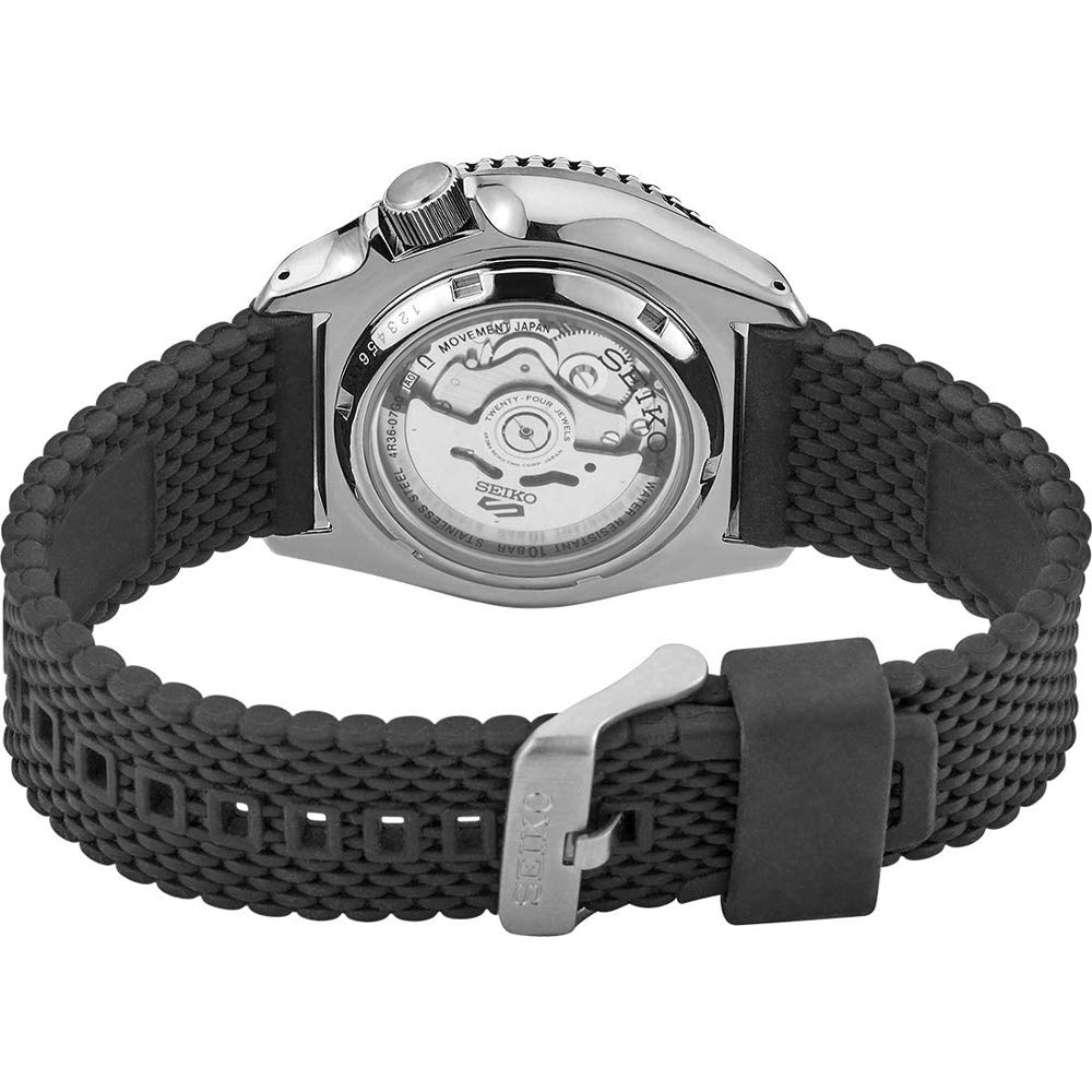 SRPD93 Seiko 5 спортивные часы черные из нержавеющей стали мужские 42,5 мм