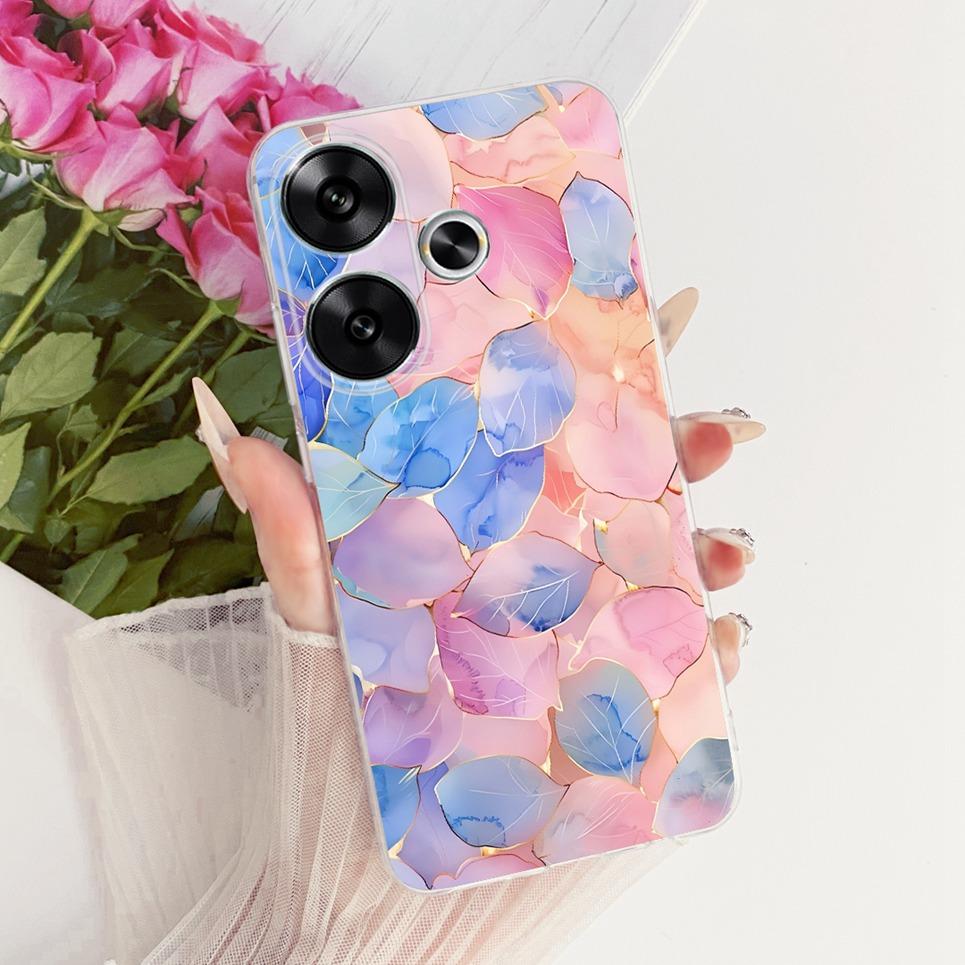 For Xiaomi Turbo 3 / Note 13 Turbo / Poco F6 Phone Case Bow Pattern Colorful Butterfly Flower Cover Soft Clear Silicone Casing