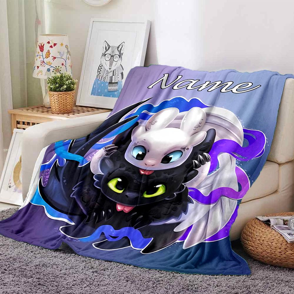 Customiz Name Personality How to Train Your Dragon Toothless Blanket Soft &Warm Sofa Office Bed Travel Lunch Break Blanket, Gift Suitable All Seasons