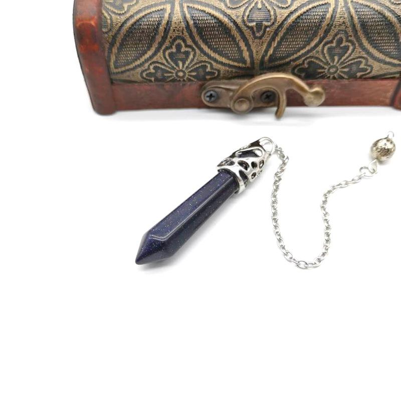 Amethyst Natural Stone Hexagonal Column Tapered Pendant Necklace Hexagonal Spine Crystal Yoga Pendulum L06