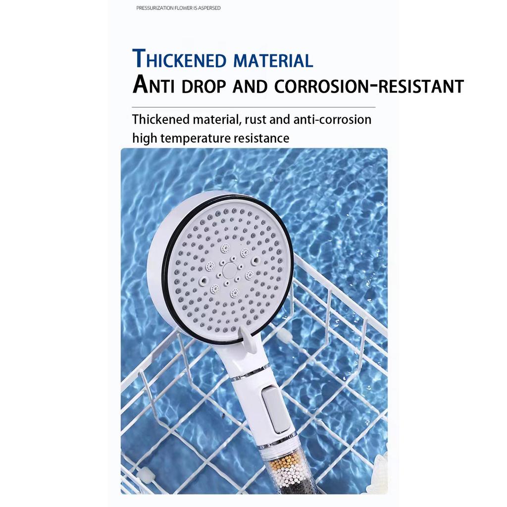 Фильтрованная душевая головка с ручным управлением, режим распыления под высоким давлением, душевая головка с фильтром, этапы смягчения воды, фильтры-бусины для удаления жесткой воды