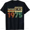Подарки на 50-летие Женщинам 50 лет Винтаж 1975 Футболка для вечеринки Мужская Женская Одежда Уличная одежда Графические футболки Топы