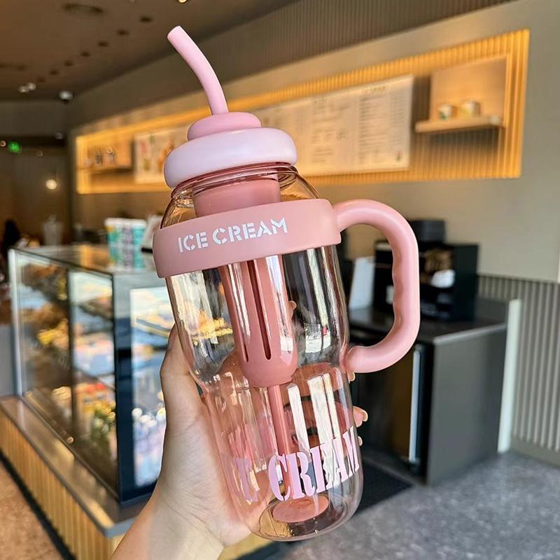 2024 Красивая летняя пластиковая чашка для молочного чая, чашка Lucky Belly, милая соломенная бутылка для воды с ручкой