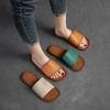 Retro Genuine Leather Slippers Leisure Versatile Peep Toe Soft Sole Women Outdoor Slides