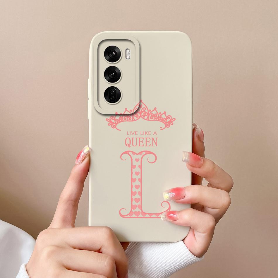 Парный чехол для Oppo Reno 12 Pro 5G Чехол Корона Буква Высококачественный Мягкий Жидкий Силикон Защитный Чехол для Oppo Reno12 Fundas