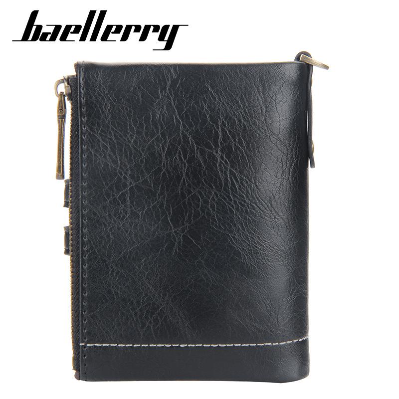 Винтажный дизайн, двойная молния, мужские короткие кошельки, кожаный кошелек для монет, GZW